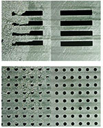 Figure 3. Stencil apertures before and after cleaning with Wipex SA 120.